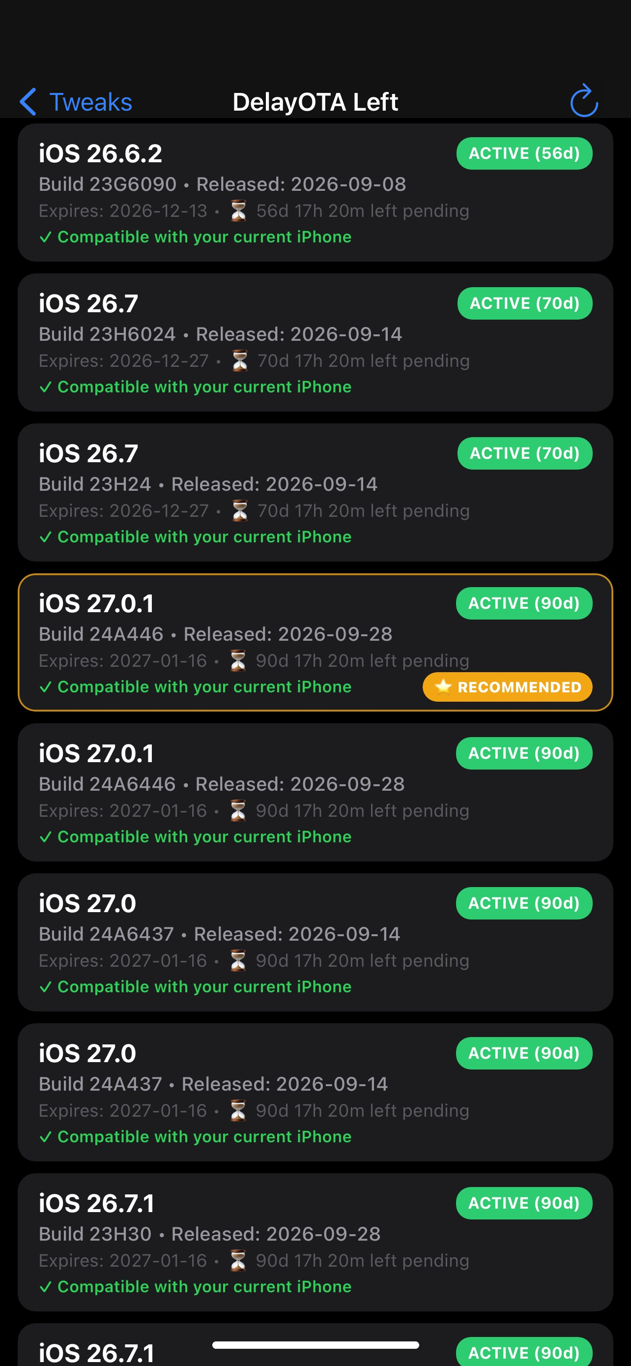 DelayOTA Left Firmware & Recommended Target