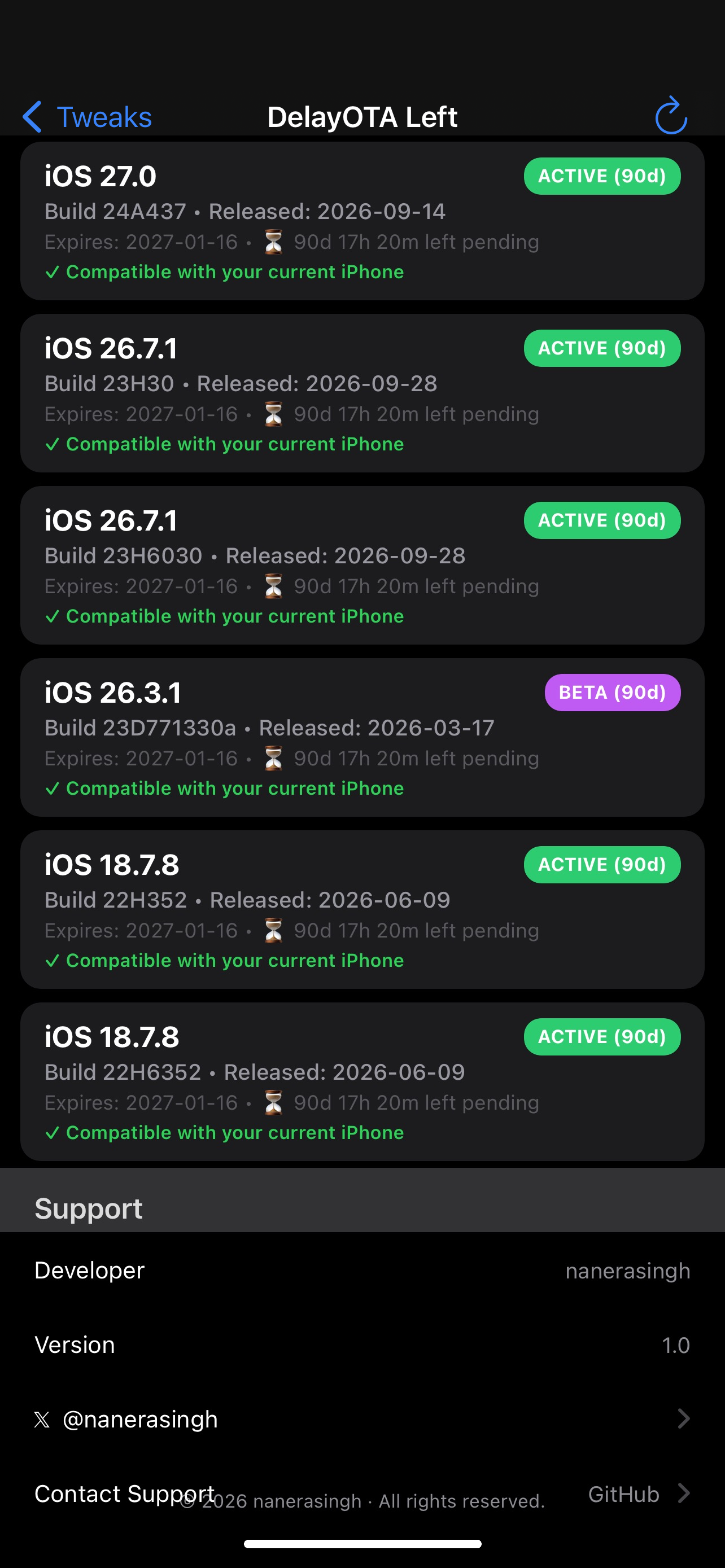 DelayOTA Left Beta & Support