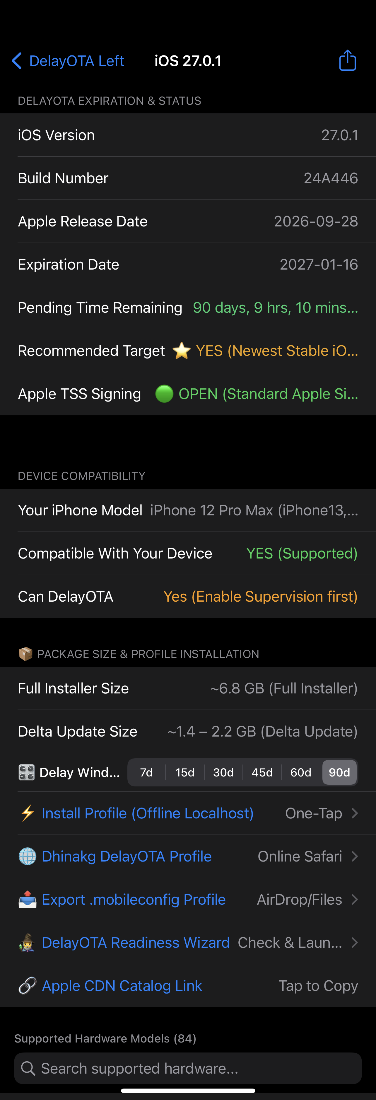 DelayOTA Left Inside iOS 27.0.1 (Details & Install)