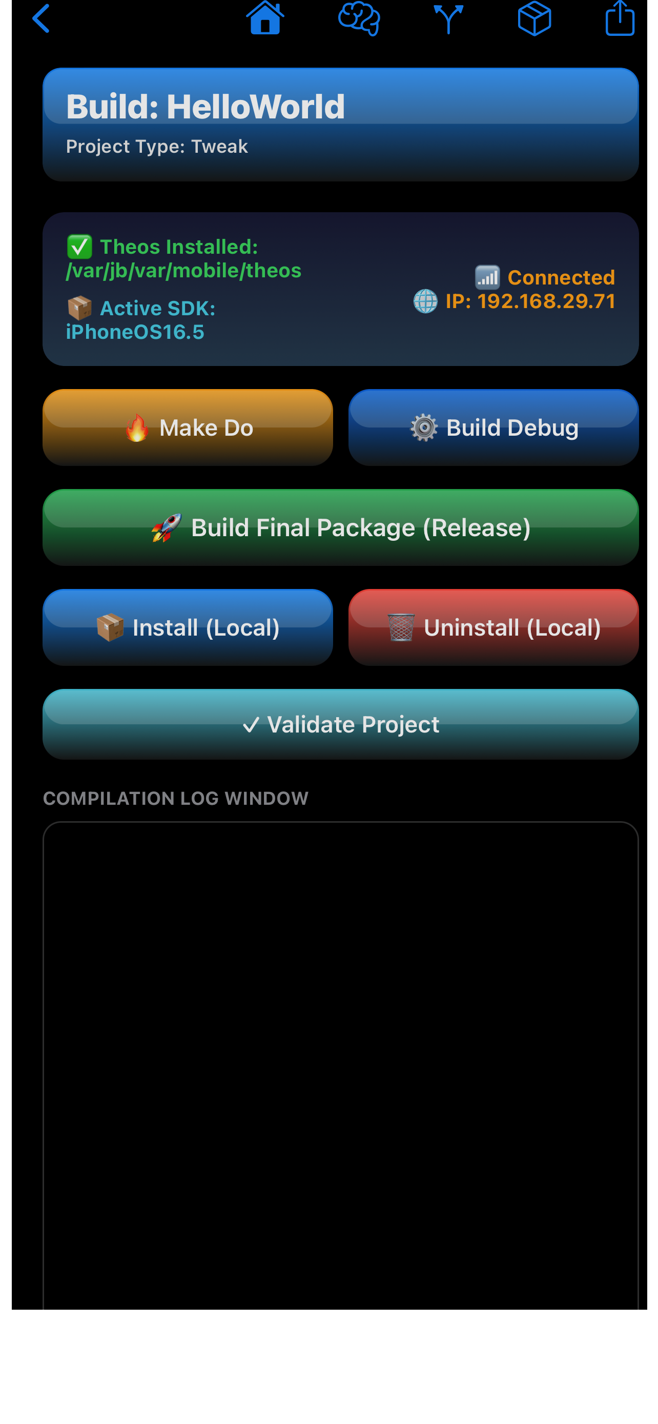 TheosManager Build Terminal